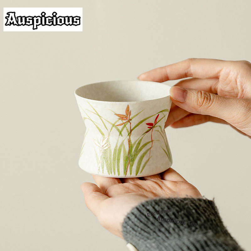 Draw Coffee And Tea - 180ml 금색 그림 손으로 그린 난초