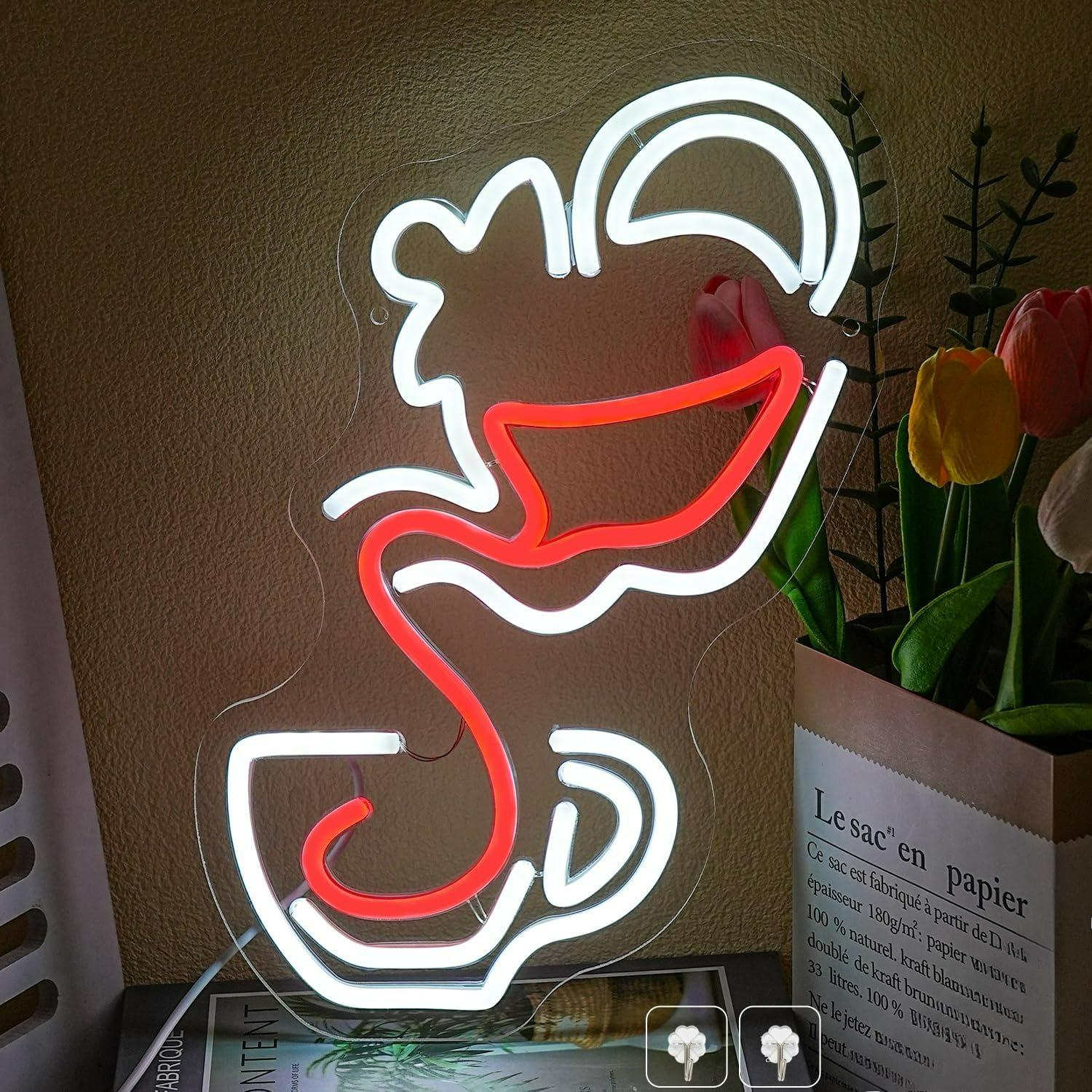Coffee Tea Neon Sign - 차를 부는 모습 네온사인 USB 조광