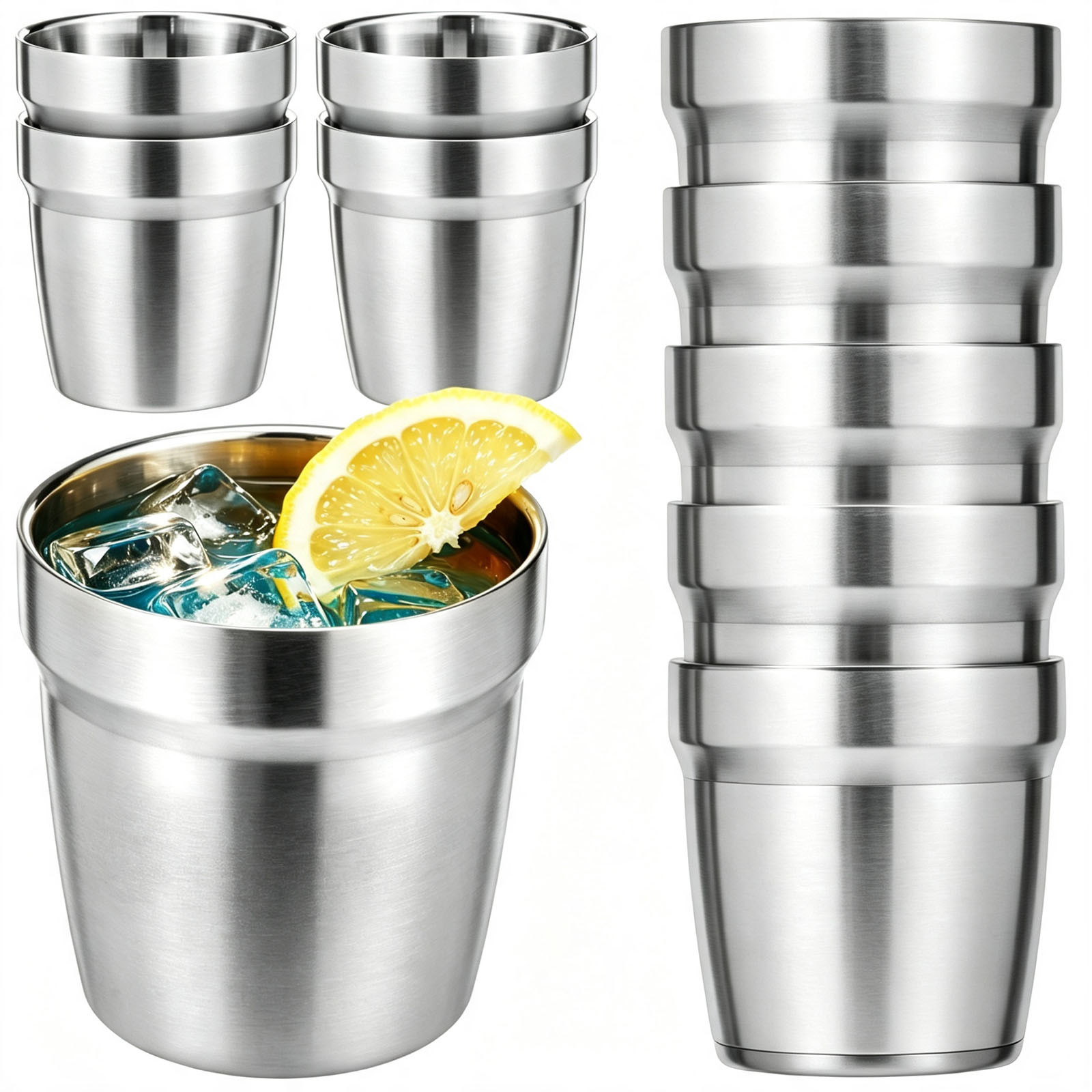 Double Wall Mug - 5/10개 스테인리스 스틸 스태커블 머그컵 이중벽