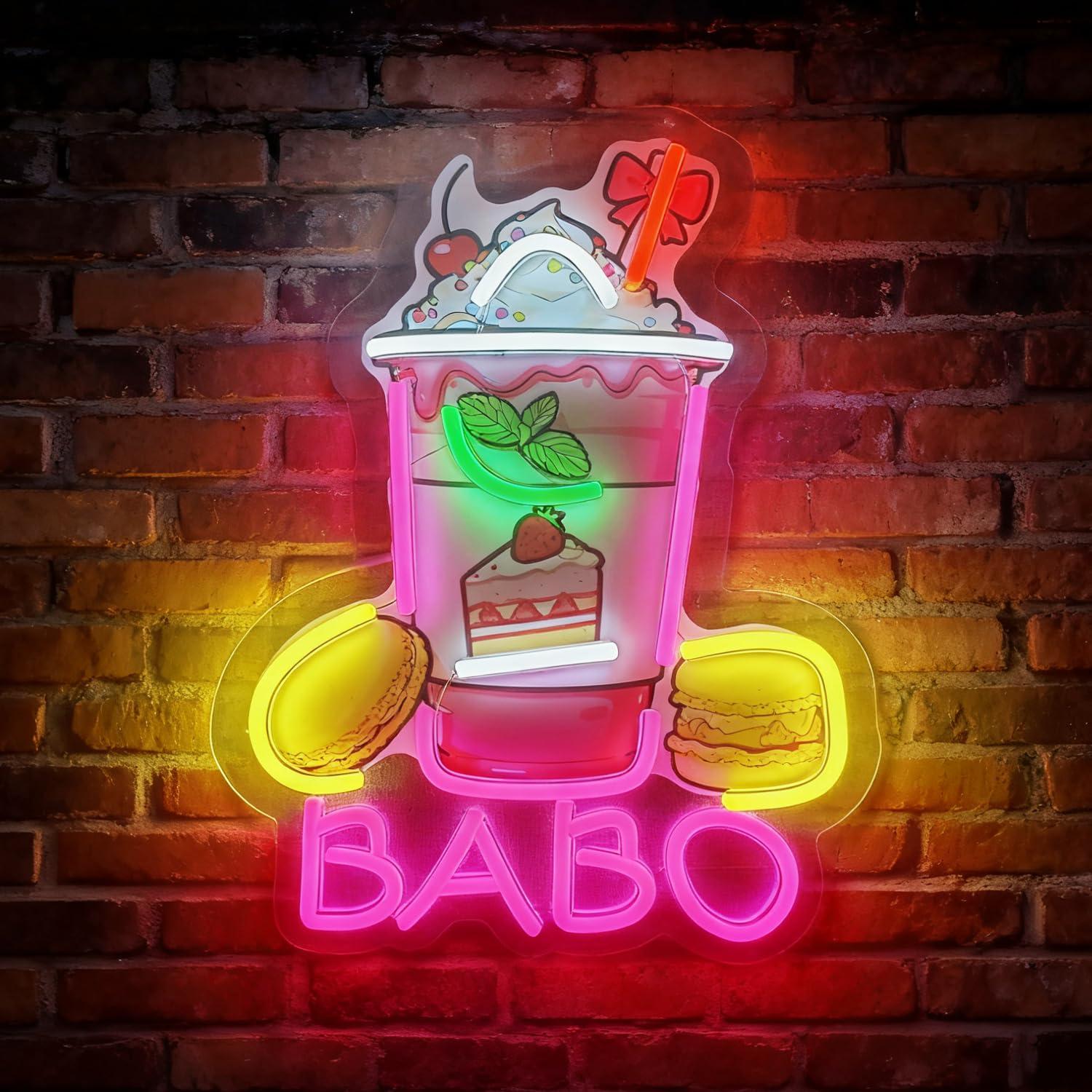 Coffee Tea Neon Sign - 보바 버블티 네온사인 USB 조광 LED