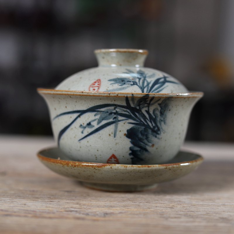 Coffee Tea Set Up - 손으로 그리는 중국어 Sancai Gaiwan 도자기