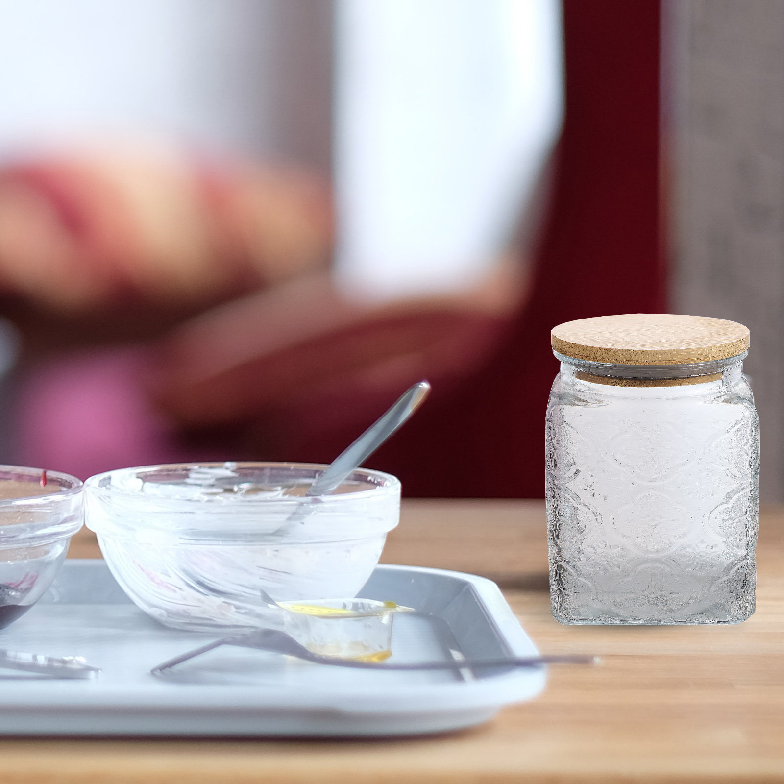 유리 보관 용기, 엠보싱 처리된 산사나무 꽃무늬 디자인 - Canister Coffee Sugar Tea 리뷰 및 가격