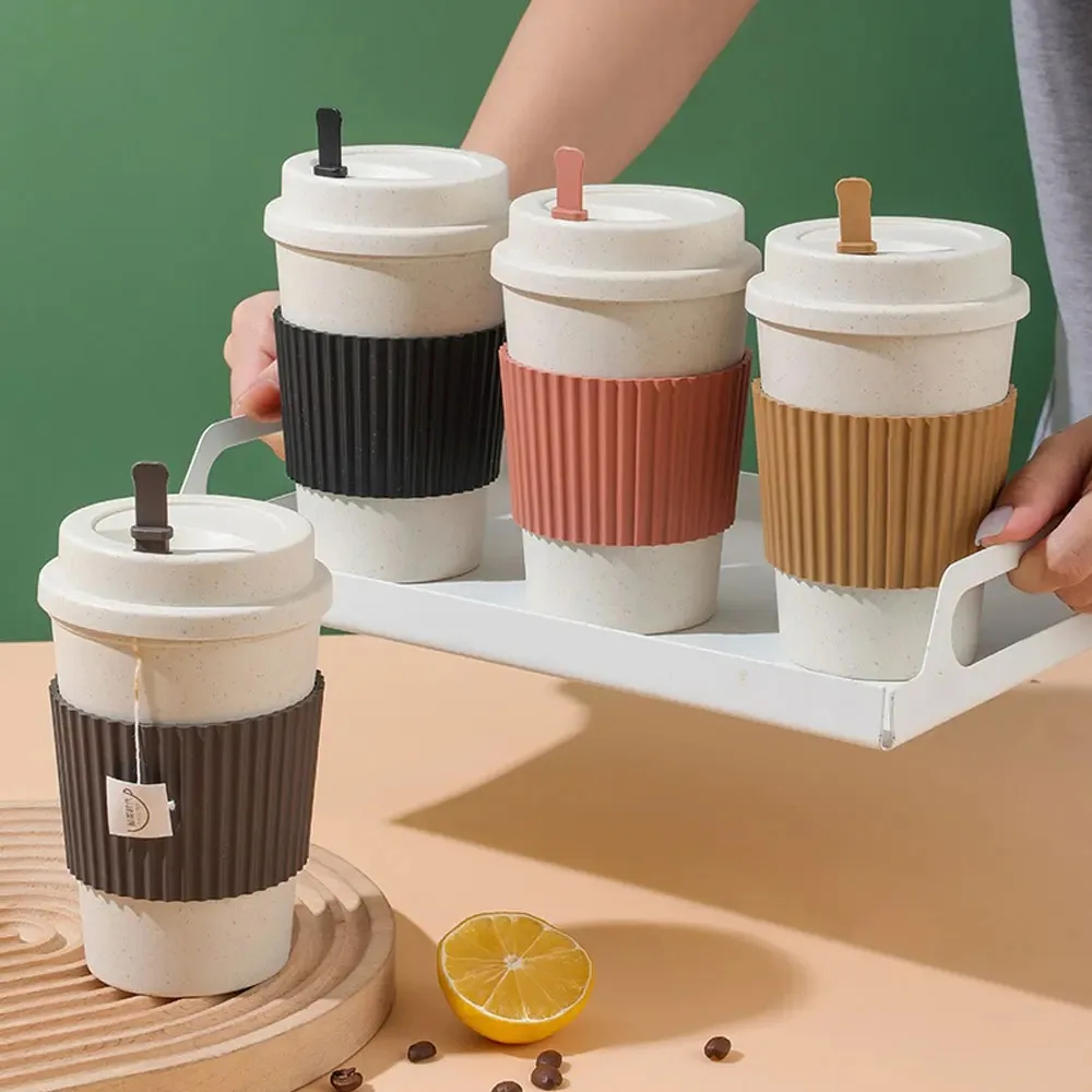 뚜껑이 달린 커피 컵 밀 빨대, 재사용 가능한 휴대용  - Coffee Tea Pictures 리뷰 및 가격