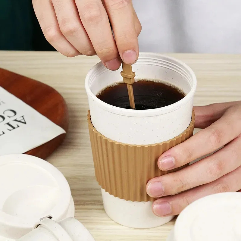 뚜껑이 달린 커피 컵 밀 빨대, 재사용 가능한 휴대용  - Coffee Tea Pictures 리뷰 및 가격
