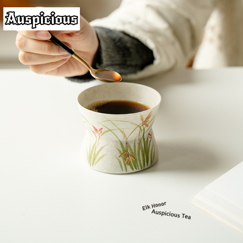 180ml 금색 그림 손으로 그린 난초 무늬 커피 머그 - Draw Coffee And Tea 리뷰 및 가격