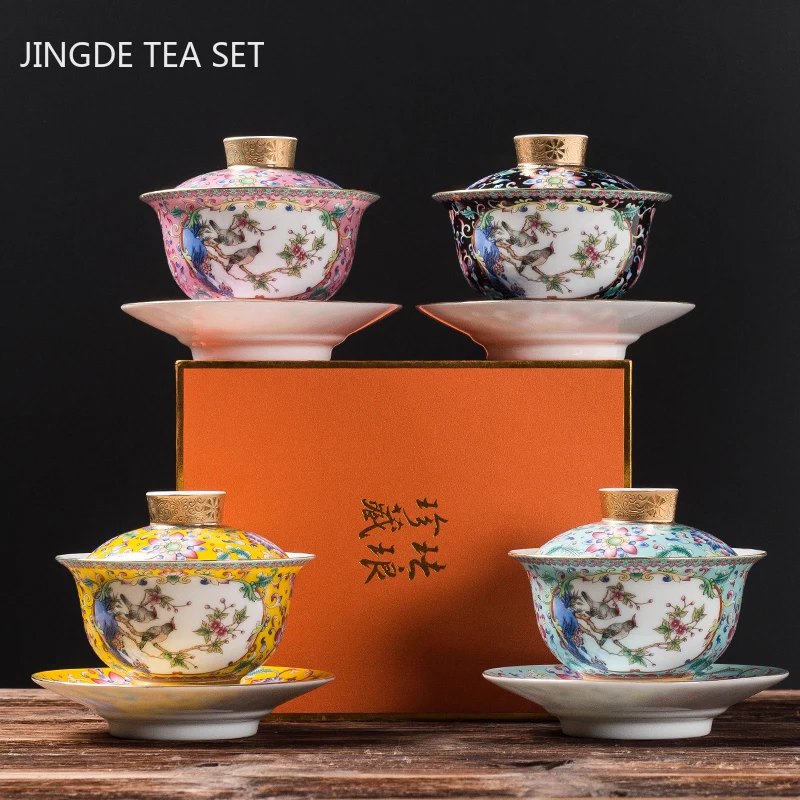 Jingdezhen 에나멜 색상 세라믹 Gaiwan 중 - Coffee Tea Set Up 리뷰 및 가격