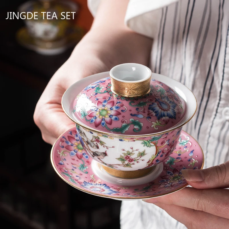 Jingdezhen 에나멜 색상 세라믹 Gaiwan 중 - Coffee Tea Set Up 리뷰 및 가격