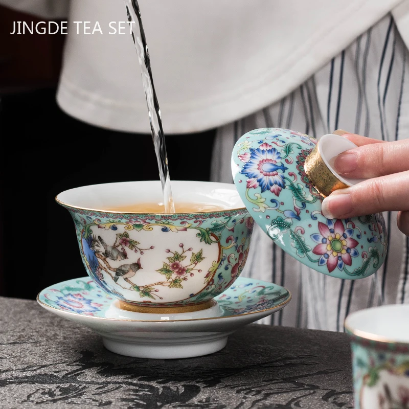 Jingdezhen 에나멜 색상 세라믹 Gaiwan 중 - Coffee Tea Set Up 리뷰 및 가격