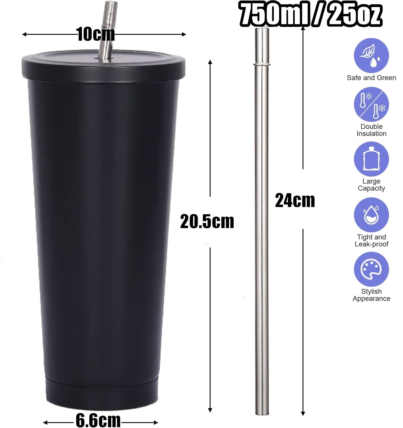 750ml 이중벽 보온 텀블러, 빨대 포함, 재사용 가 - Double Wall Mug 리뷰 및 가격