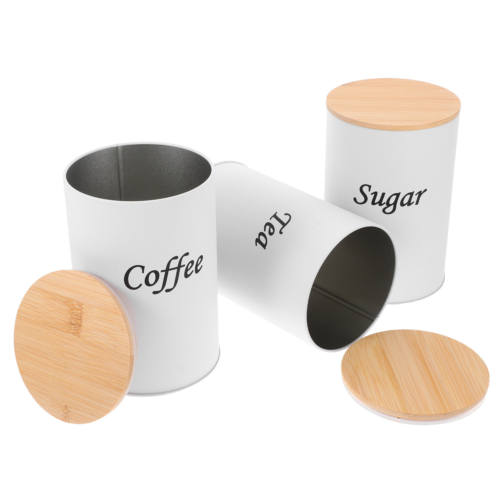 3개 세트 밀폐형 원형 용기 아연 도금 철제 몸체 대나 - Canister Coffee Sugar Tea 리뷰 및 가격