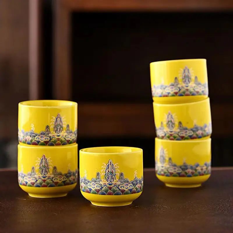 6pcs 세라믹 차 컵 세트 절묘한 백색 도자기 차 세 - Coffee Tea Set Up 리뷰 및 가격
