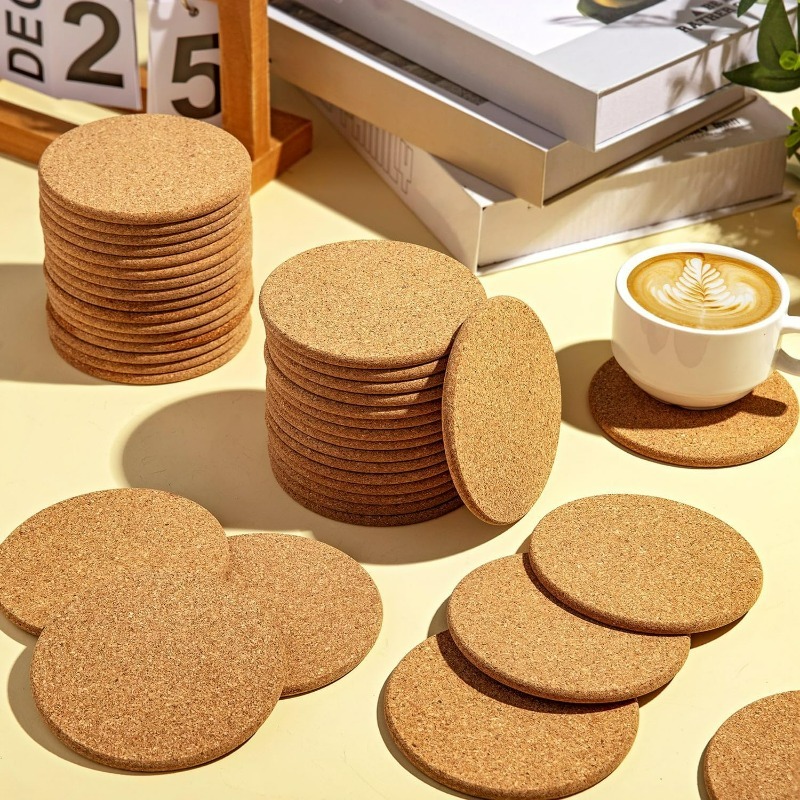 자연스러운 나무 원형 코르크 컵받침 DIY 원형 공예  - Coffee Tea Pictures 리뷰 및 가격