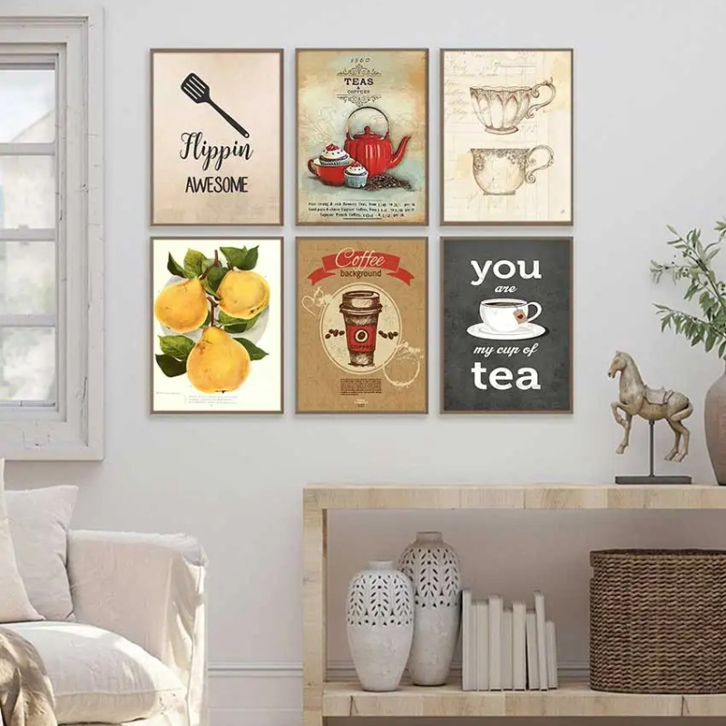 빈티지 핫 커피 티타임 음식 컵케이크 계란 레몬 포스터 - Coffee Tea Pictures 리뷰 및 가격