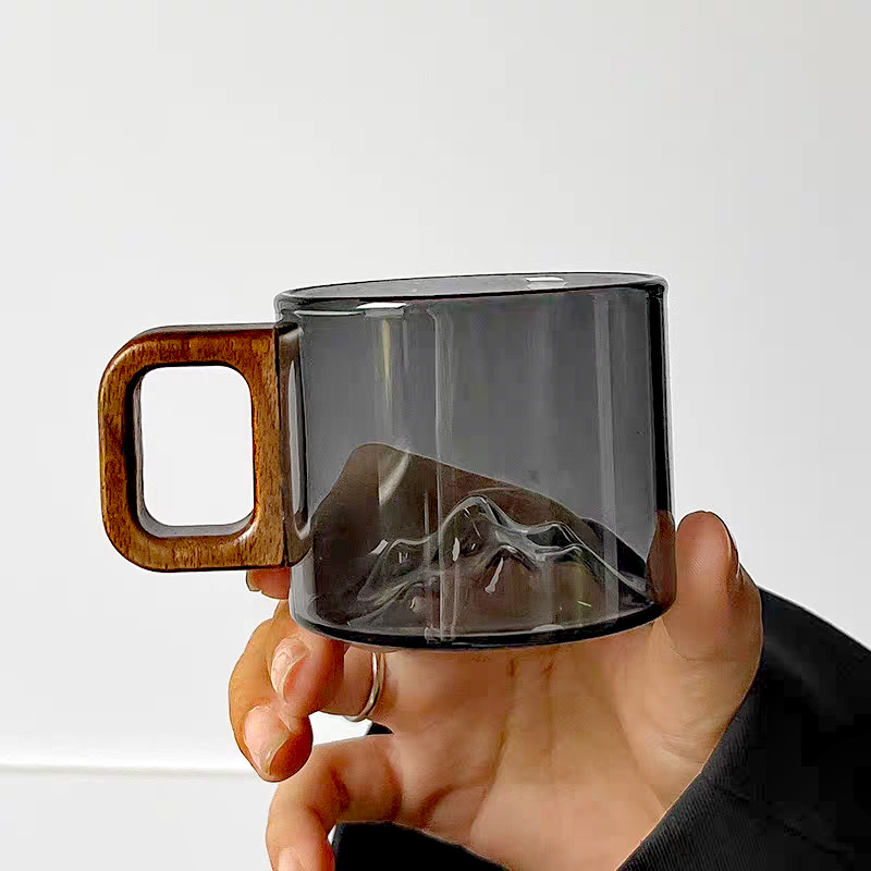작은 용량 호두 나무 손잡이 유리 커피 머그잔, 갓 그 - Coffee Tea Pictures 리뷰 및 가격