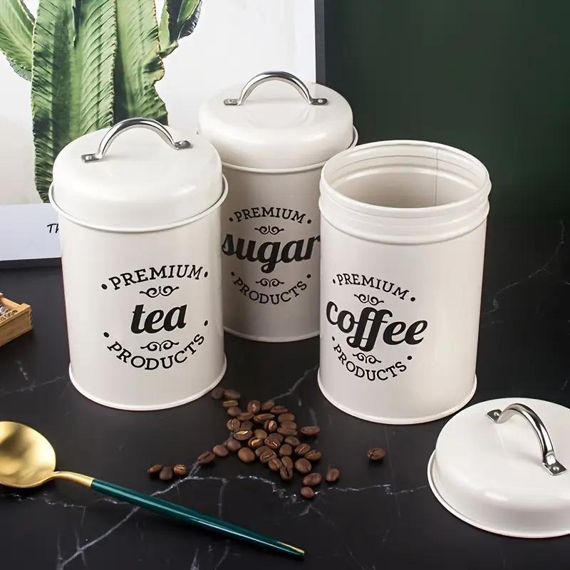 3개 세트의 둥근 모양 금속 재질 차, 커피, 설탕 보 - Canister Coffee Sugar Tea 리뷰 및 가격