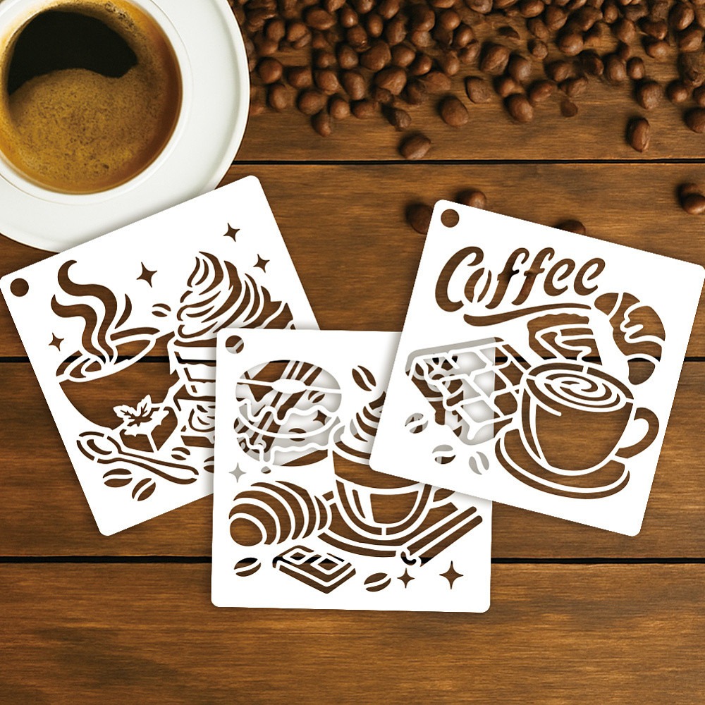 페인팅용 커피 스텐실 10장, 10가지 스타일, 디저트 - Draw Coffee And Tea 리뷰 및 가격