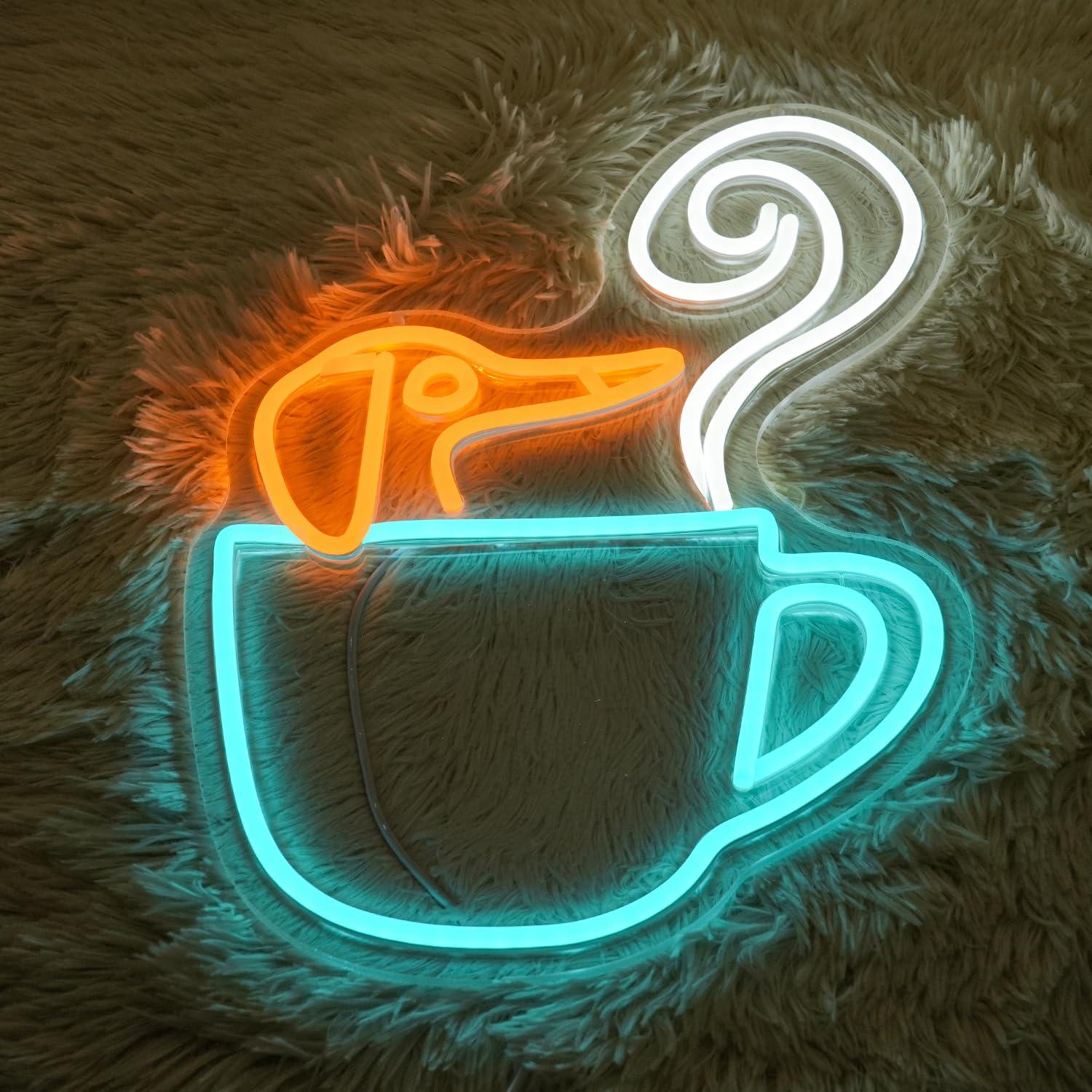 닥스훈트 커피컵 네온사인 USB 조광 LED 조명 -  - Coffee Tea Neon Sign 리뷰 및 가격