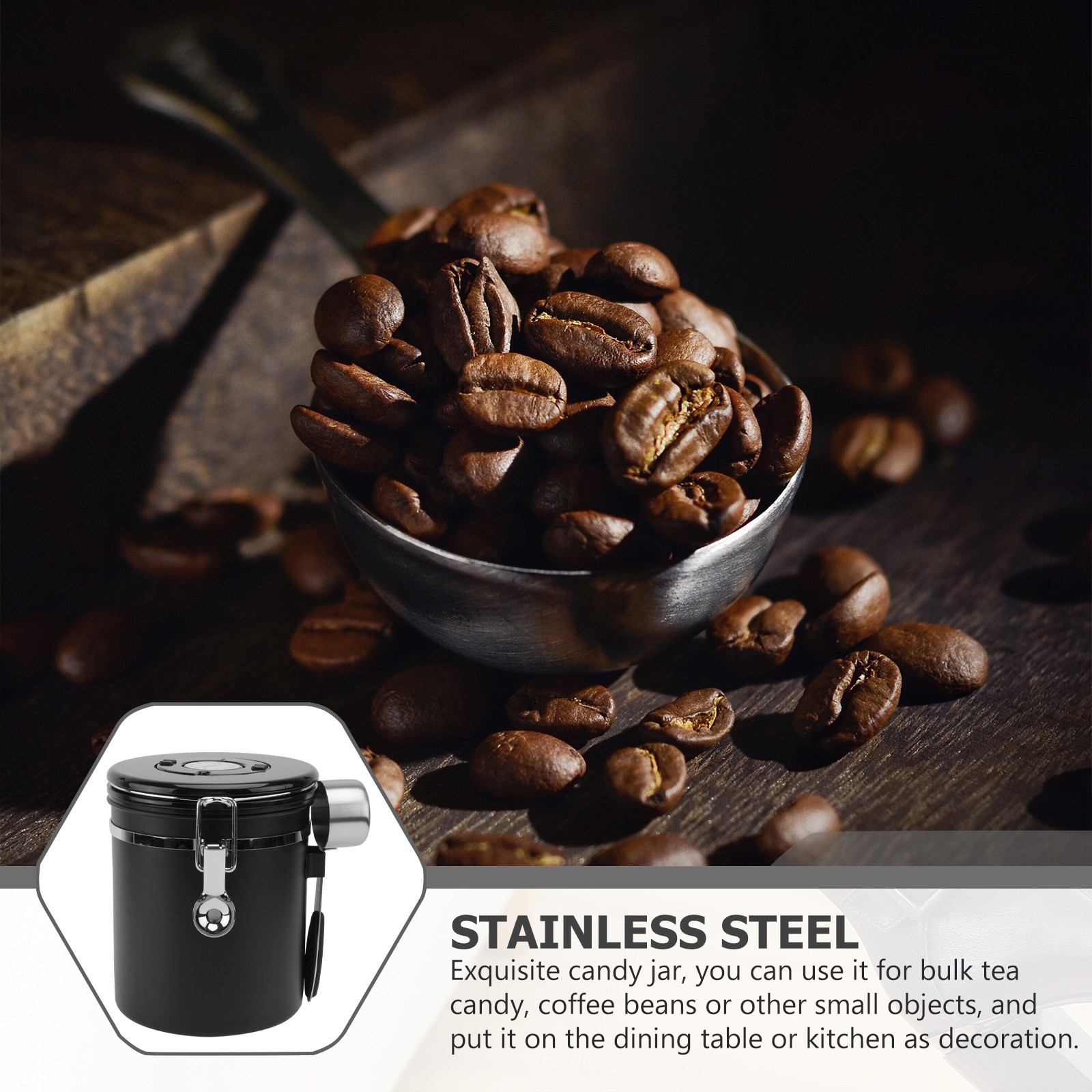 커피 원두 보관용 스테인리스 스틸 밀폐 용기 1개, 차 - Coffee Tea Bean 리뷰 및 가격