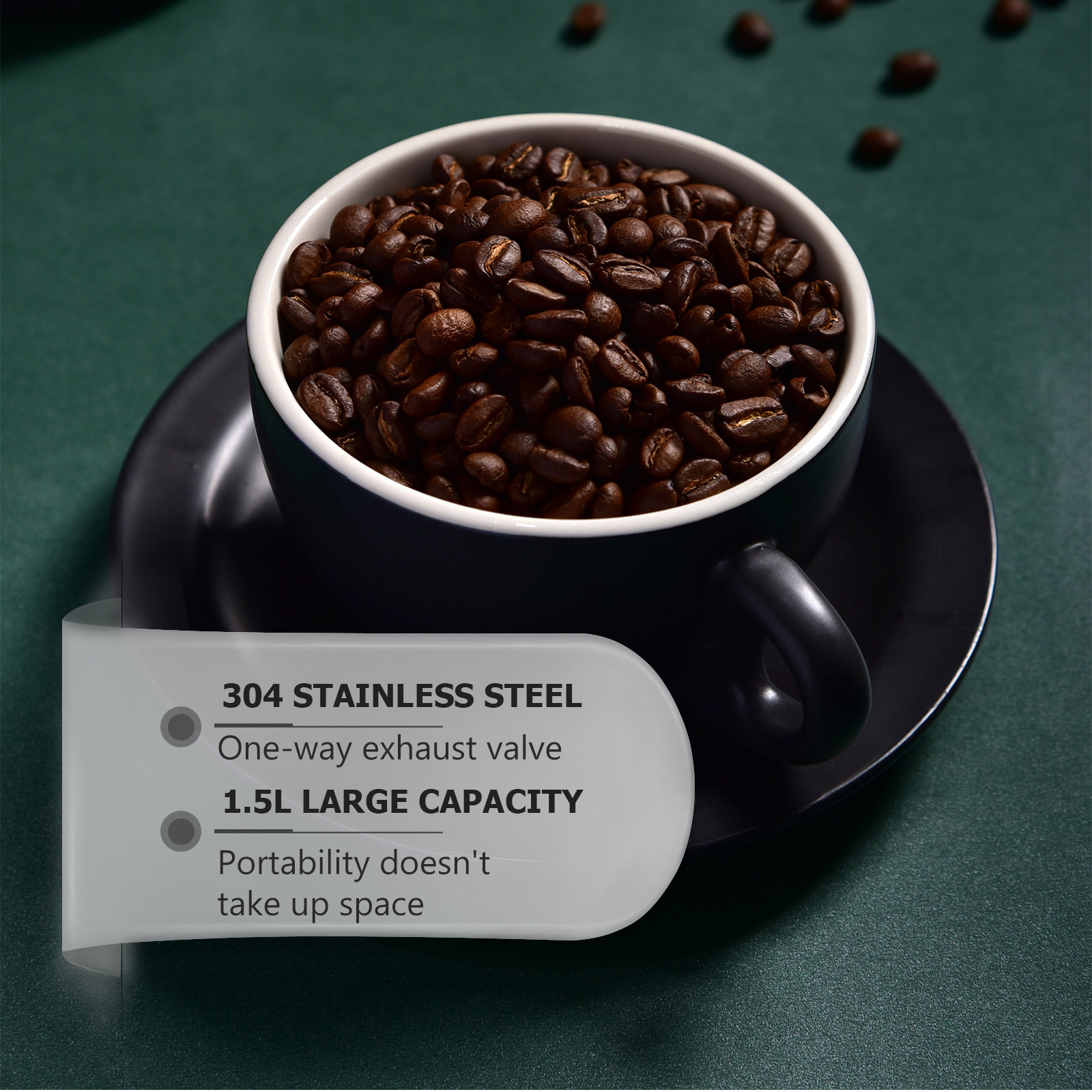 커피 원두 보관용 스테인리스 스틸 밀폐 용기 1개, 차 - Coffee Tea Bean 리뷰 및 가격