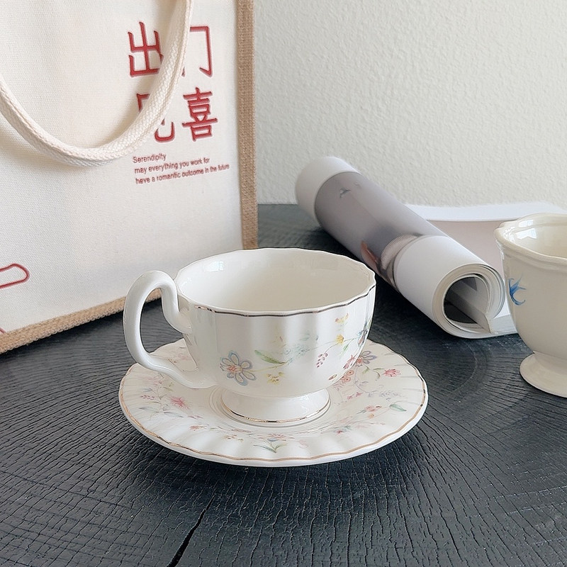 금색 꽃무늬 프린트 커피컵 접시 세트 신제품 200ml - Draw Coffee And Tea 리뷰 및 가격