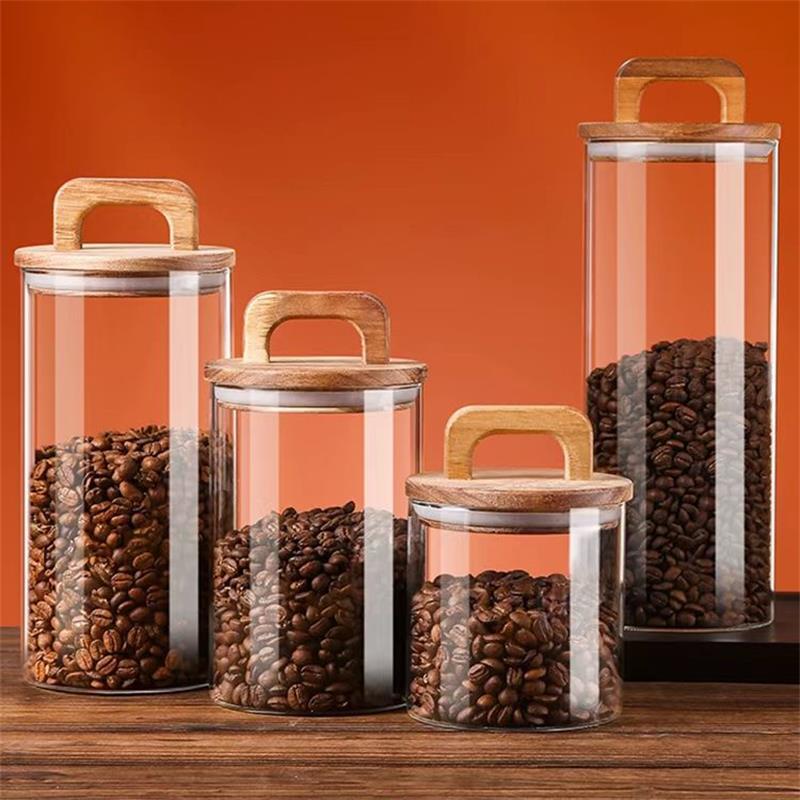 대나무 뚜껑이 달린 투명 유리 항아리 루스 티 커피 콩 - Canister Coffee Sugar Tea 리뷰 및 가격