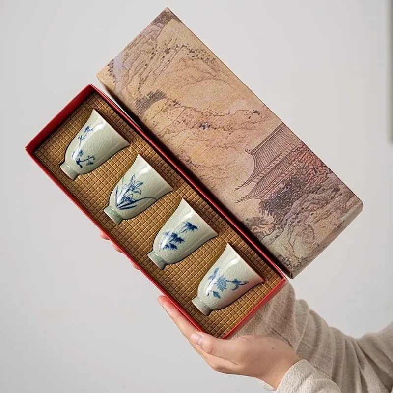 독특한 중국 사대목(四君子) 도자기 차컵 - 쿵푸차용  - Coffee Tea Organizer 리뷰 및 가격