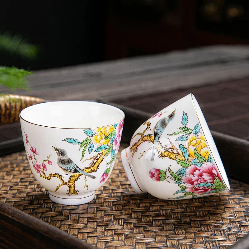 1pc 중국어 세라믹 찻잔 손으로 그린 ​​꽃과 새 차 - Coffee Tea Set Up 리뷰 및 가격