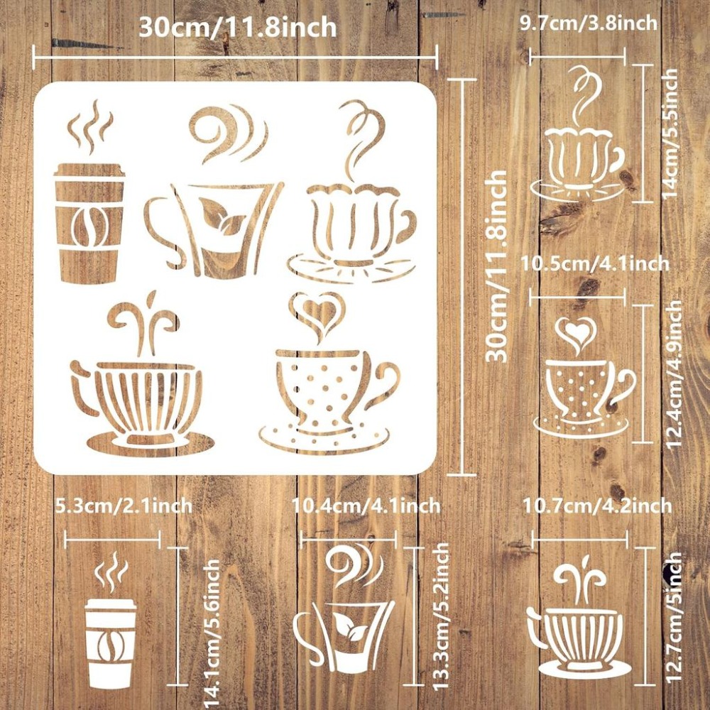 뜨거운 음료 페인팅용 스텐실 11.8x11.8인치 재사 - Draw Coffee And Tea 리뷰 및 가격