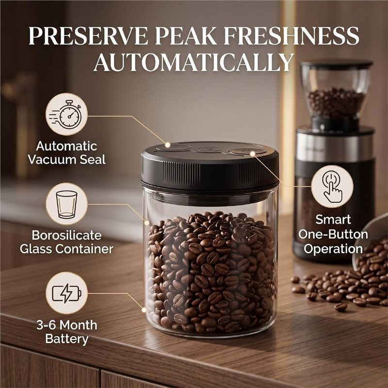 자동 진공 커피 보관 용기 700ml, 내열 유리 재질 - Canister Coffee Sugar Tea 리뷰 및 가격