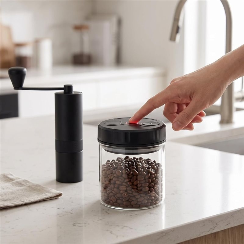 자동 진공 커피 보관 용기 700ml, 내열 유리 재질 - Canister Coffee Sugar Tea 리뷰 및 가격