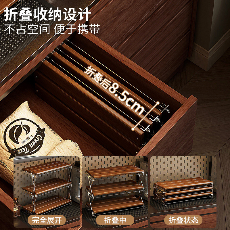 나무 접이식 컵 홀더 선반, 다층 주방 데스크탑 보관  - Coffee Tea Organizer 리뷰 및 가격