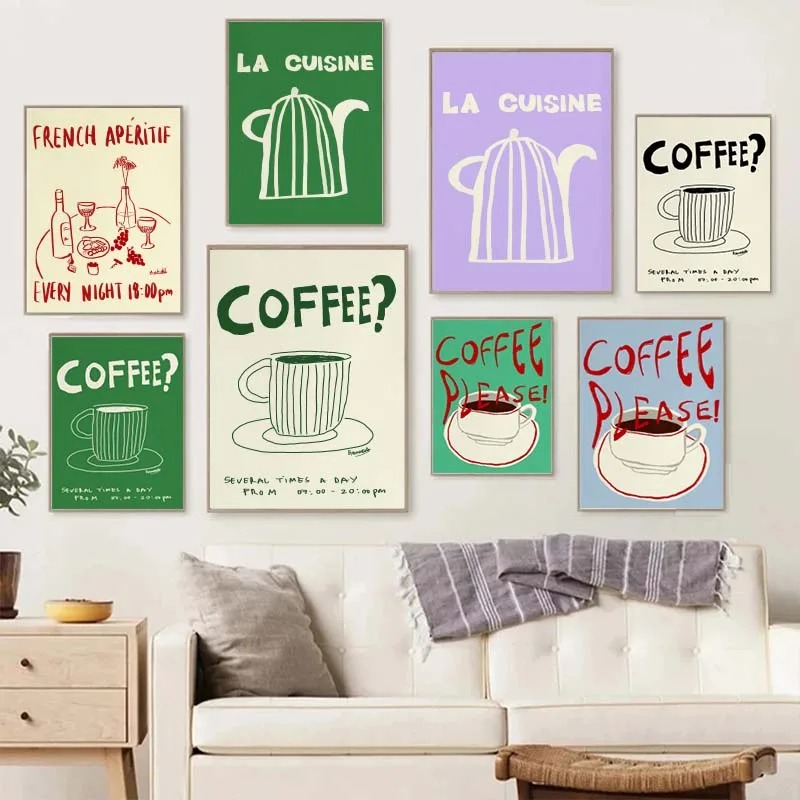 1PC 프레임리스 장식 예술 프린트, 다채로운 그림 추 - Draw Coffee And Tea 리뷰 및 가격