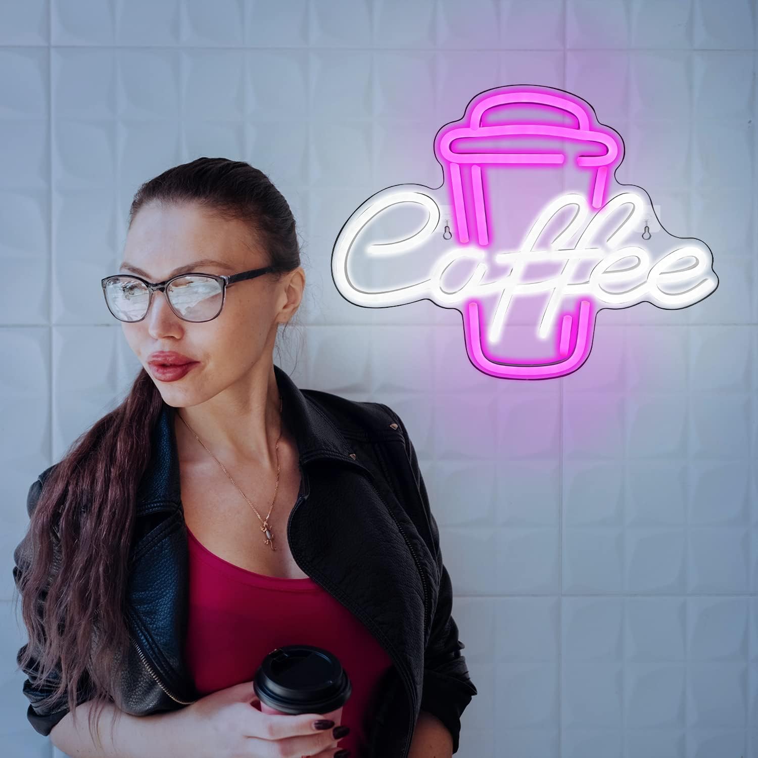 커피컵 핑크 화이트 네온사인 USB 디머블 아크릴 벽등 - Coffee Tea Neon Sign 리뷰 및 가격