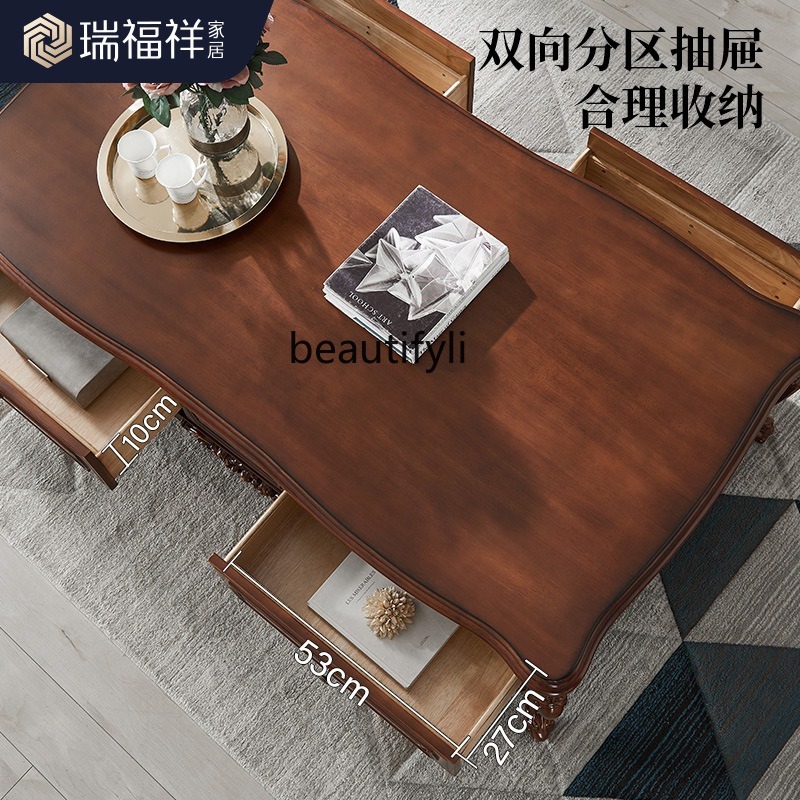 모든 원목 커피 테이블 미국식 거실 직사각형 4단 서랍 - Draw Coffee And Tea 리뷰 및 가격