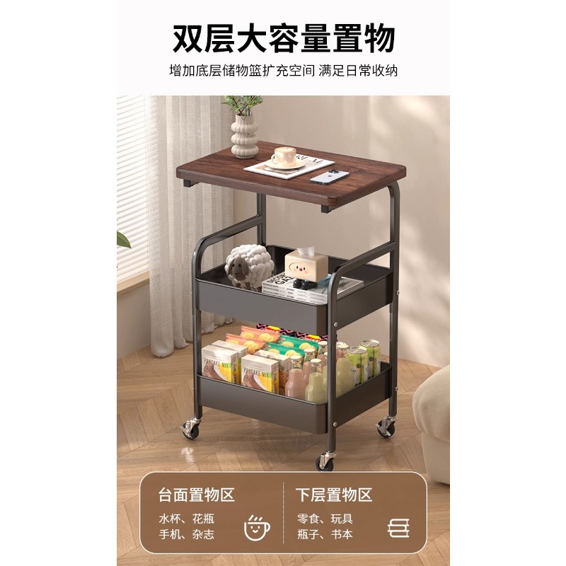 이동식 이중 레이어 커피 테이블, 바퀴 달린 사이드 테 - Coffee Tea Room 리뷰 및 가격