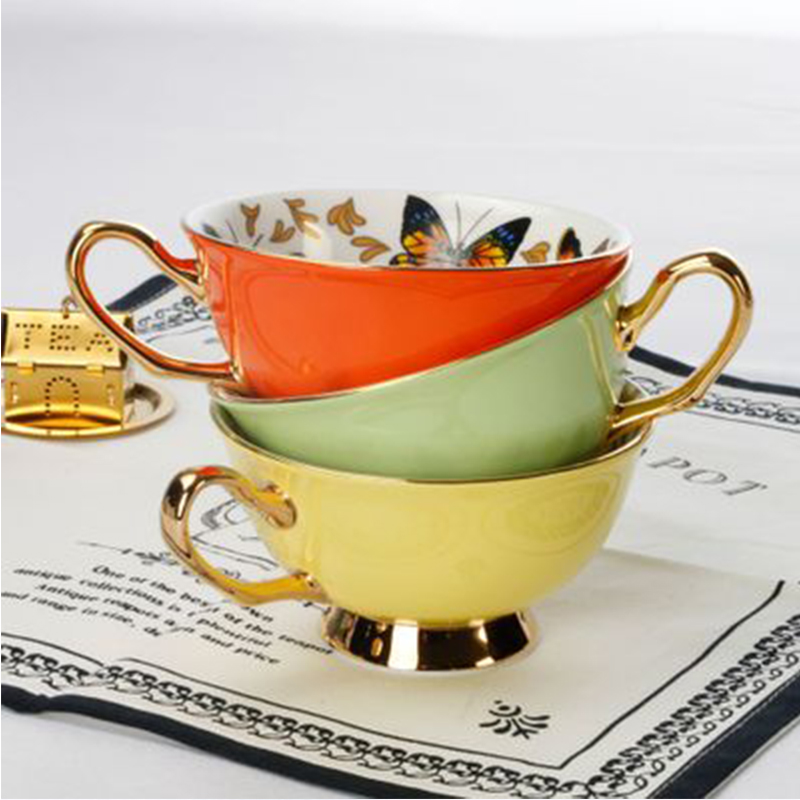 고급 도자기 커피잔, 나비꽃 무늬 티컵 & 받침 세트, - Coffee Tea Pictures 리뷰 및 가격