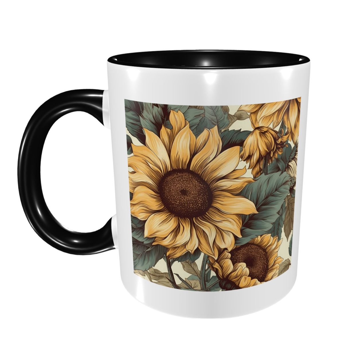 황금 해바라기 클러스터 빈티지 식물 그림 머그잔 재미있 - Draw Coffee And Tea 리뷰 및 가격