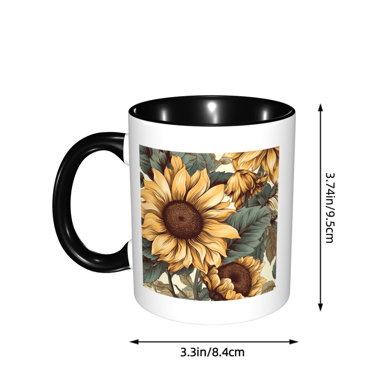 황금 해바라기 클러스터 빈티지 식물 그림 머그잔 재미있 - Draw Coffee And Tea 리뷰 및 가격