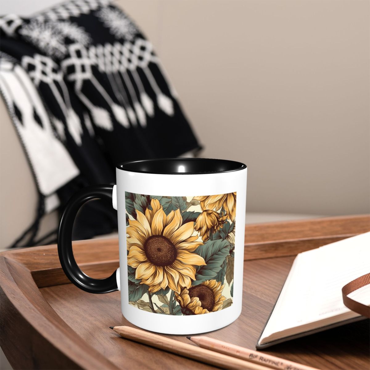 황금 해바라기 클러스터 빈티지 식물 그림 머그잔 재미있 - Draw Coffee And Tea 리뷰 및 가격