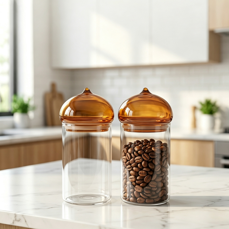 호박색 뚜껑이 달린 유리 보관 용기, 고내열 유리 재질 - Coffee Tea And Leaf 리뷰 및 가격