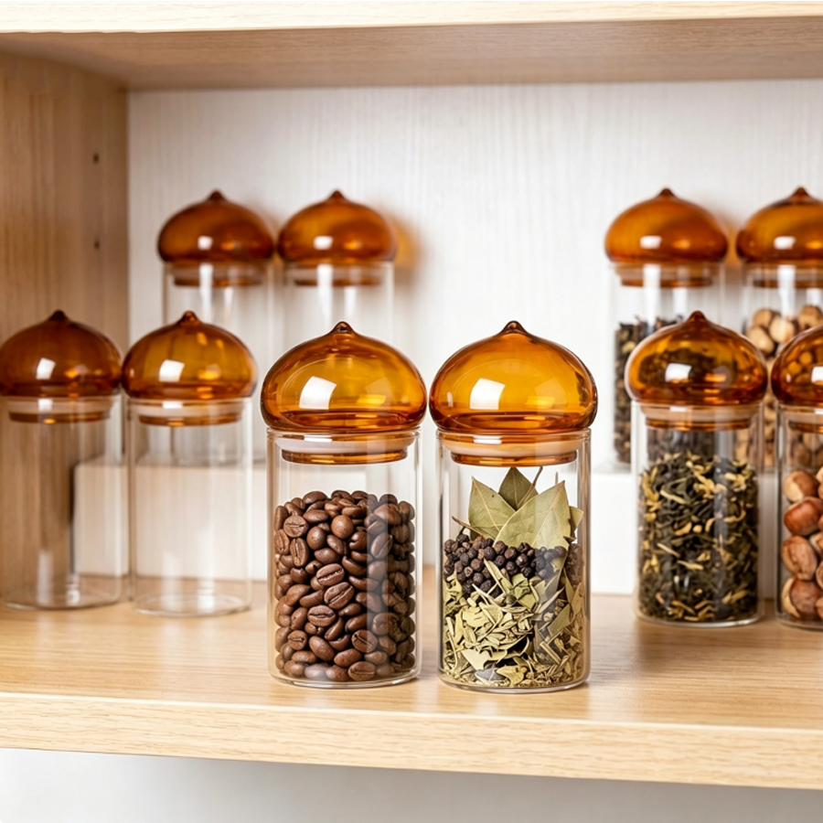 호박색 뚜껑이 달린 유리 보관 용기, 고내열 유리 재질 - Coffee Tea And Leaf 리뷰 및 가격