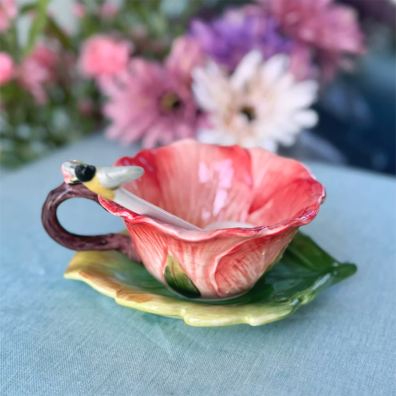 세라믹 꽃무늬 커피잔 세트 (받침, 스푼 포함) 정교한 - Coffee Or Tea Please 리뷰 및 가격